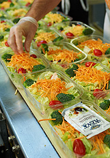 fresh salads being prepared